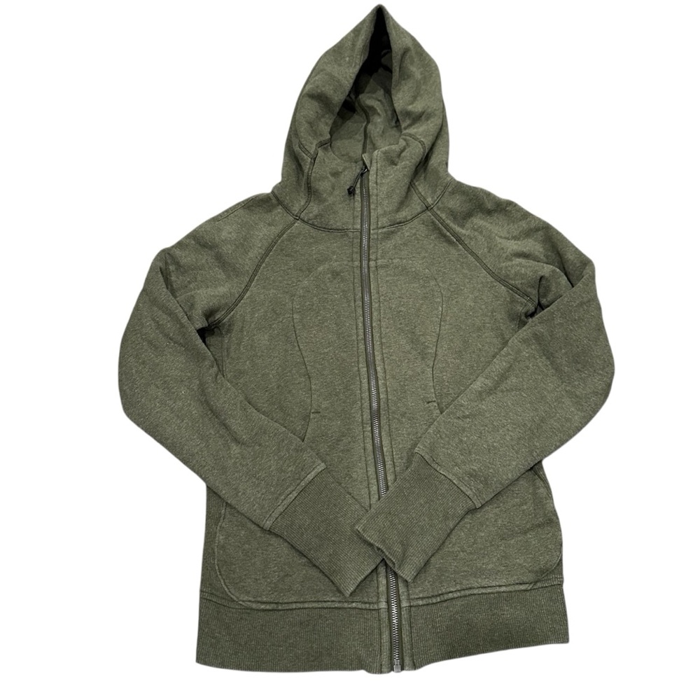 Lululemon Olive Green Scuba Full-Zip Cotton Hoodie Women’s 4 - Picture 4 of 8